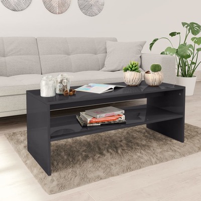 Coffee Table High Gloss Grey Chipboard