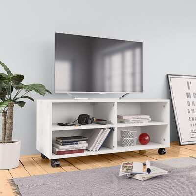 TV Cabinet with Castors White Chipboard