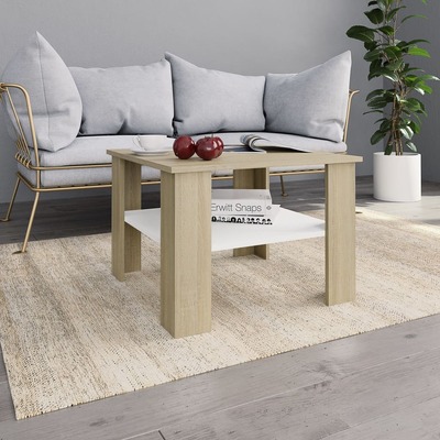 Coffee Table  White and Sonoma Oak Chipboard