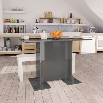 Dining Table High Gloss Grey Chipboard