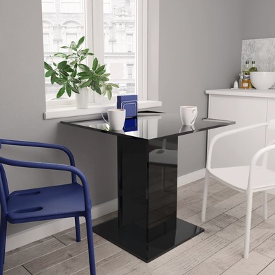 Dining Table High Gloss Black Chipboard