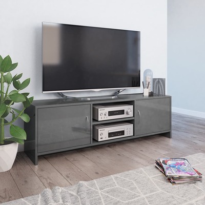 TV  Cabinet High Gloss Grey Chipboard