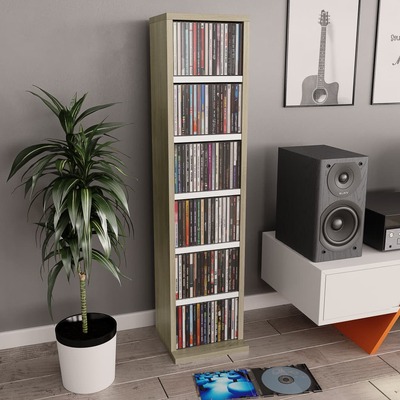 CD Cabinet White and Sonoma Oak  Chipboard