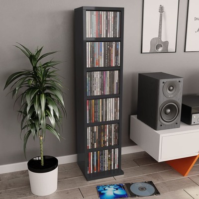 CD Cabinet High Gloss Black Chipboard