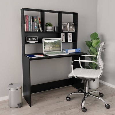 Desk with Shelves Black Chipboard
