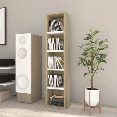 CD Cabinet White and Sonoma Oak Chipboard