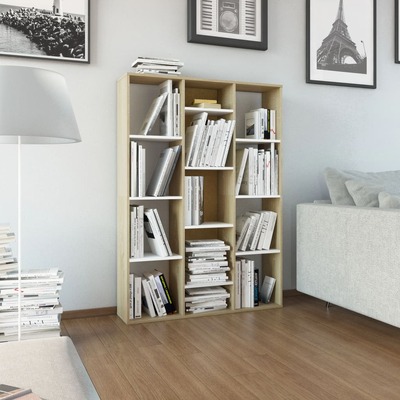 Room Divider/Book Cabinet White and Sonoma Oak 100x24x140 cm Chipboard