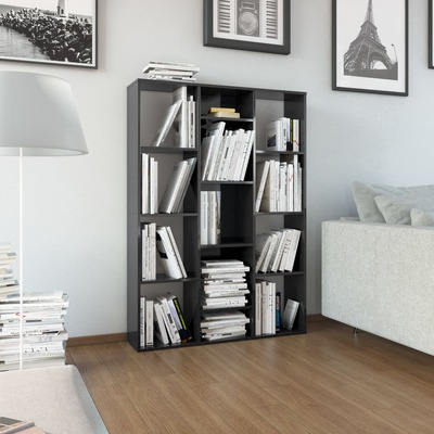 Room Divider/Book Cabinet High Gloss Black Chipboard