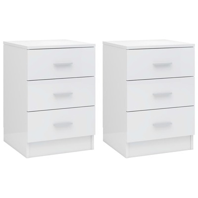 Bedside Cabinets 2 pcs High Gloss White Chipboard