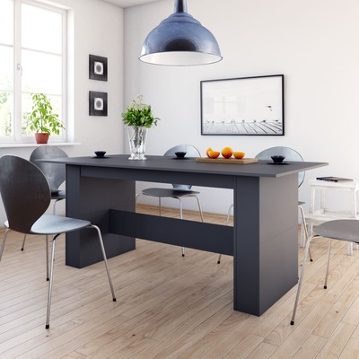 Dining Table High Gloss Grey 180x90x76 cm Chipboard
