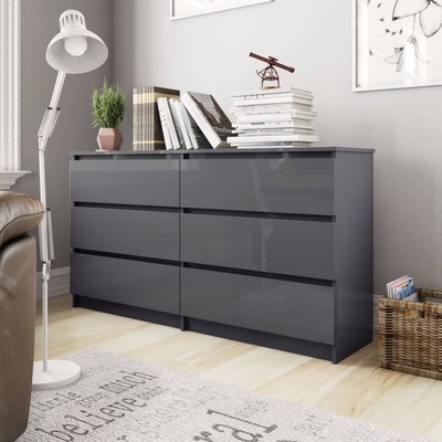 Sideboard High Gloss Grey Chipboard