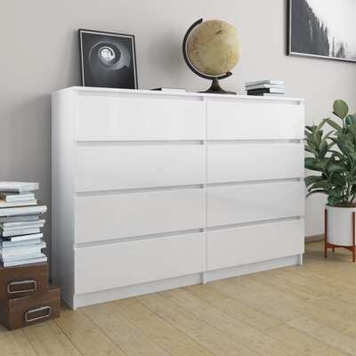 Sideboard High Gloss White Chipboard