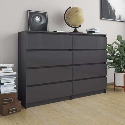 Sideboard High Gloss Grey - Chipboard
