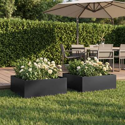 Garden Planter Black Steel 40x40x20cm
