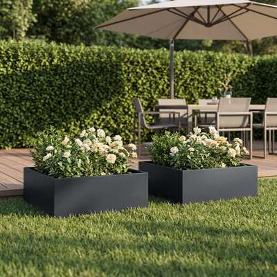 Garden Planter Anthracite Steel 60x60x20cm