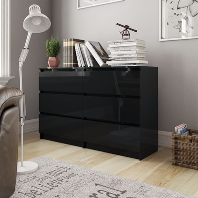 Sideboard High Gloss Black - Chipboard