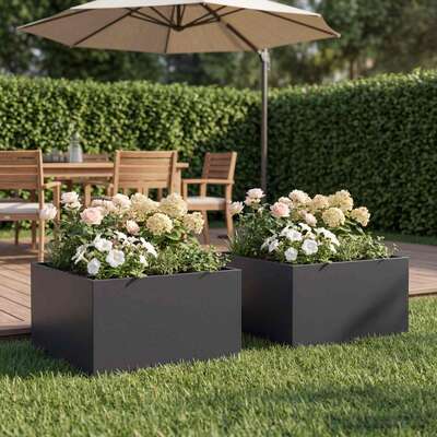 Garden Planter Black Steel 40x40x30cm