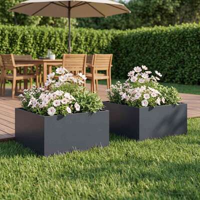 Garden Planter Anthracite Steel 40x40x30cm