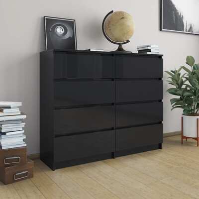 Drawer Sideboard High Gloss Black Chipboard