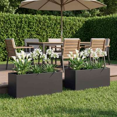 Garden Planter Black Steel 80x40x40cm