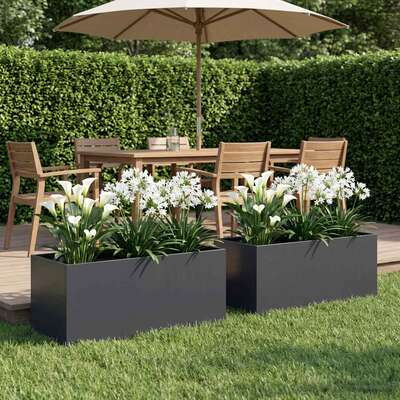 Garden Planter Anthracite Steel 80x40x40cm