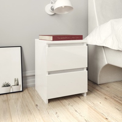 Bedside Cabinet High Gloss White  Chipboard