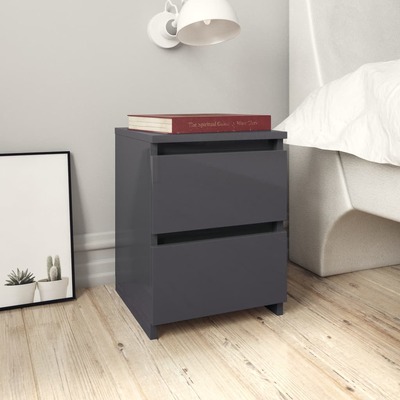 Bedside Cabinet High Gloss Grey  Chipboard