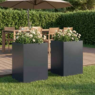 Garden Planter Anthracite Steel 40x40x75cm