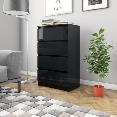 Sideboard High Gloss Black-Chipboard