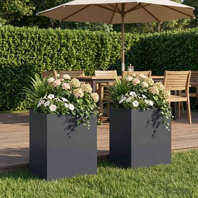 Garden Planter Anthracite Steel 40x30x40cm