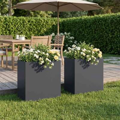 Garden Planter Anthracite Steel 50x30x40cm