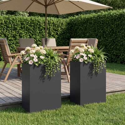 Garden Planter Black Steel 50x40x75cm