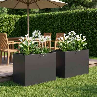 Garden Planter Black Steel 60x40x50cm