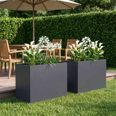 Garden Planter Anthracite Steel 60x40x50cm