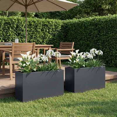 Garden Planter Anthracite Steel 80x40x50cm