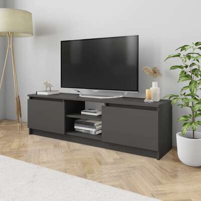 TV Cabinet High Gloss Grey  Chipboard