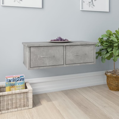 Wall-mounted Drawer Shelf Concrete Grey  Chipboard