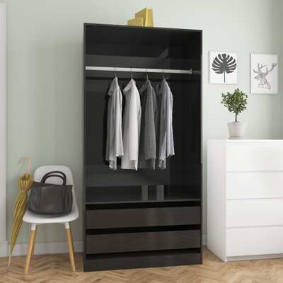 Wardrobe High Gloss Black -Chipboard