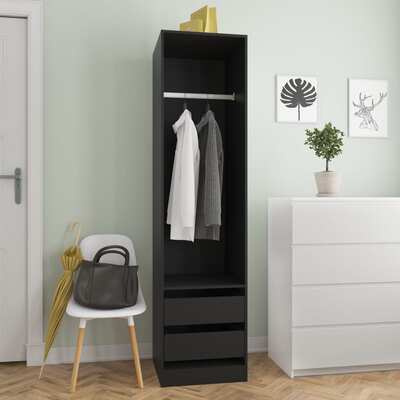 Wardrobe with Drawers Black Chipboard