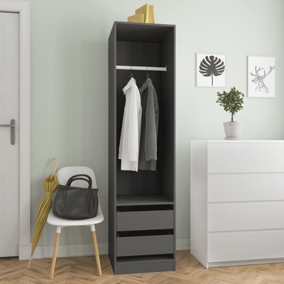 Wardrobe with Drawers Grey Chipboard