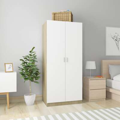 Wardrobe White and Sonoma Oak - Chipboard