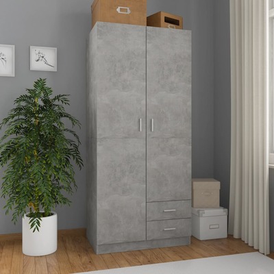 Wardrobe Concrete Grey, Chipboard