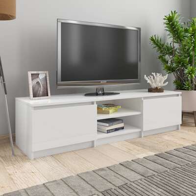 TV Cabinet High Gloss White, Chipboard