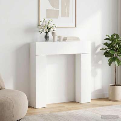 Fireplace Surround White Engineered Wood 102x18x100.5cm