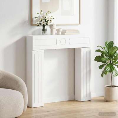 Fireplace Surround White Engineered Wood 102x18x100.5cm