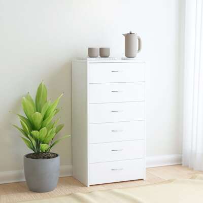 Sideboard with 6 Drawers White - Chipboard