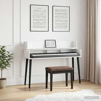 Studio Desk White Engineered Wood 152x40x19.5cm