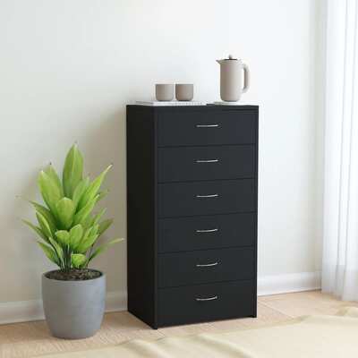 Sideboard with 6 Drawers Black - Chipboard