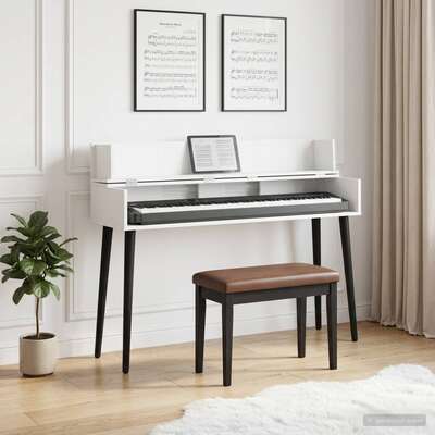 Studio Desk White Engineered Wood 130x40x19.5cm