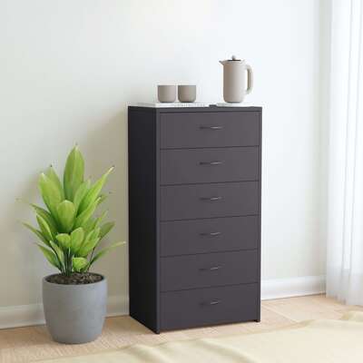 Sideboard with 6 Drawers Grey -Chipboard